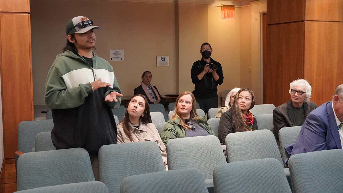 Nicholas Taylor speaks before a film industry panel during the 2023 New Mexico legislative session.